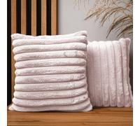Set di 2 federe cuscini divano 40 x 40 cm rosa chiaro quadrato - in finta pelliccia con impunture, con cerniera - federa cuscino 40x40 decorative per divano, soggiorno, camera da letto