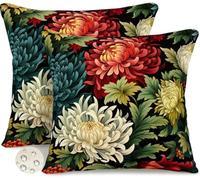 Set di 2 Federe Cuscini Divano 40x40 cm Estate Esterno Impermeabili Copri Cuscini per Divano Crisantemo Primavera Copricuscino Federa Cuscino Fiori per Patio Giardino Balcone Soggiorno -GY152