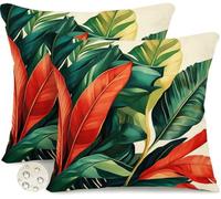Set di 2 Federe Cuscini Divano 40x40 cm Estate Esterno Impermeabili Copri Cuscini per Divano Verde Primavera Copricuscino Federa Cuscino Foglia di Banano per Patio Giardino Balcone Soggiorno -GY168