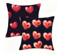 Set di 2 Federe Cuscini Divano 45x45 nero, Cuscini da Esterno Impermeabili in Lino, Cuscino Divano con Stampa Fronte-Retro e Cerniera a Scomparsa, Amore Copricuscini 45x45 per Casa e Giardino 0n-305