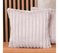 Set di 2 federe cuscini divano 50 x 50 cm rosa chiaro quadrato - in finta pelliccia con impunture, con cerniera - federa cuscino 50x50 decorative per divano, soggiorno, camera da letto