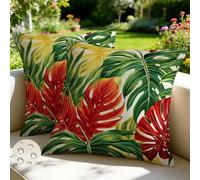 Set di 2 Federe Cuscini Divano 55x55 cm Estate Esterno Impermeabili Copri Cuscini per Divano Piante Tropicali Primavera Copricuscino Federa Cuscino Foglie per Patio Giardino Balcone Soggiorno -GY167