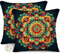 Set di 2 Federe Cuscini Divano 60x60 cm Estate Esterno Impermeabili Copri Cuscini per Divano Datura Primavera Copricuscino in Lino Decorativi Federa Cuscino Boho per Patio Giardino Balcone -GY144