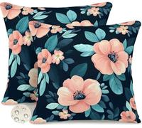 Set di 2 Federe Cuscini Divano 60x60 cm Estate Esterno Impermeabili Copri Cuscini per Divano Fiore Primavera Copricuscino in Lino Federa Cuscino Pianta per Patio Giardino Balcone Soggiorno -GY184