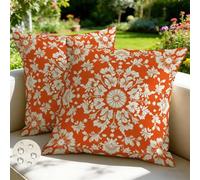 Set di 2 Federe Cuscini Divano 65x65 cm Estate Esterno Impermeabili Copri Cuscini per Divano Arancione Primavera Copricuscino in Lino Federa Cuscino Boho per Patio Giardino Balcone Soggiorno -GY175