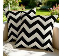 Set di 2 Federe Cuscini Divano 65x65 cm Estate Esterno Impermeabili Copri Cuscini per Divano Bianco e Nero Primavera Copricuscino Federa Cuscino Motivi Ondulati per Patio Giardino Balconeo -GY179