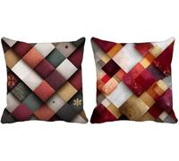 Set di 2 Federe Cuscini Divano 65x65 Retro Cuscini da Esterno Lino Copricuscini Divano Geometria Fantasia Cushion Covers per Camera da Letto Primavera Estate Esterno Giardino Decorativi Regalo z-2046i