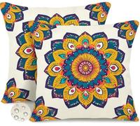 Set di 2 Federe Cuscini Divano 80x80 cm Estate Esterno Impermeabili Copri Cuscini per Divano Datura Primavera Copricuscino in Lino Decorativi Federa Cuscino Boho per Patio Giardino Balcone -GY164