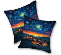 Set di 2 Federe Cuscino 35x35cm Velluto, Esterno Cuscini Impermeabili Decorative per Divano Soggiorno Camera da Letto Giardino Balcone, Casa Moderni Minimalisti Cerniera Invisibile, Star Dream, D-904