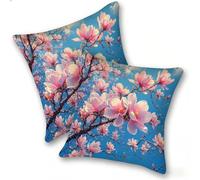Set di 2 Federe Cuscino 40x40cm Velluto, Esterno Cuscini Impermeabili Decorative per Divano Soggiorno Camera da Letto Giardino Balcone, Casa Moderni Minimalisti Cerniera Invisibile, Fiori Rosa, D-194