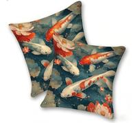 Set di 2 Federe Cuscino 40x40cm Velluto, Esterno Cuscini Impermeabili Decorative per Divano Soggiorno Camera da Letto Giardino Balcone, Moderni Minimalisti Cerniera Invisibile, Fiore Di Pesce, D-497