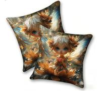 Set di 2 Federe Cuscino 40x40cm Velluto, Esterno Cuscini Impermeabili Decorative per Divano Soggiorno Camera da Letto Giardino Balcone, Casa Moderni Minimalisti Cerniera Invisibile, Ala Ragazza, D-116