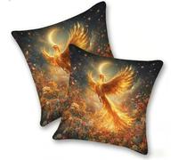 Set di 2 Federe Cuscino 40x40cm Velluto, Esterno Cuscini Impermeabili Decorative per Divano Soggiorno Camera da Letto Giardino Balcone, Moderni Minimalisti Cerniera Invisibile, Phoenix Luna, D-217