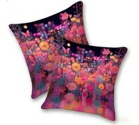 Set di 2 Federe Cuscino 40x40cm Velluto, Esterno Cuscini Impermeabili Decorative per Divano Soggiorno Camera da Letto Giardino Balcone, Moderni Minimalisti Cerniera Invisibile, Farfalla Rosa, D-192