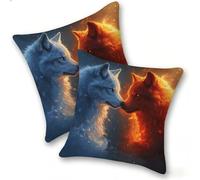 Set di 2 Federe Cuscino 40x40cm Velluto, Esterno Cuscini Impermeabili Decorative per Divano Soggiorno Camera da Letto Giardino Balcone, Casa Moderni Minimalisti Cerniera Invisibile, Lupo Grigio, D-489