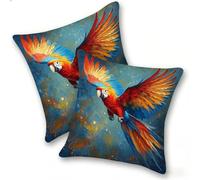 Set di 2 Federe Cuscino 45x45cm Velluto, Esterno Cuscini Impermeabili Decorative per Divano Soggiorno Camera da Letto Giardino Balcone, Moderni Cerniera Invisibile, Pappagallo Colore, D-101