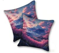 Set di 2 Federe Cuscino 45x45cm Velluto, Esterno Cuscini Impermeabili Decorative per Divano Soggiorno Camera da Letto Giardino Balcone, Moderni Cerniera Invisibile, Snow Mountain Fiori, D-939