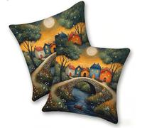 Set di 2 Federe Cuscino 50x50cm Velluto, Esterno Cuscini Impermeabili Decorative per Divano Soggiorno Camera da Letto Giardino Balcone, Moderni Minimalisti Cerniera Invisibile, Carino Giardino, D-449