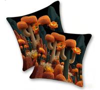 Set di 2 Federe Cuscino 50x50cm Velluto, Esterno Cuscini Impermeabili Decorative per Divano Soggiorno Camera da Letto Giardino Balcone, Moderni Minimalisti Cerniera Invisibile, Foresta Cactus, D-874