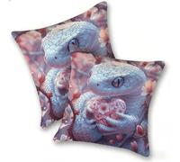 Set di 2 Federe Cuscino 50x50cm Velluto, Esterno Cuscini Impermeabili Decorative per Divano Soggiorno Camera da Letto Giardino Balcone, Moderni Minimalisti Cerniera Invisibile, Amore Serpente, D-9