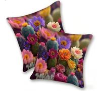 Set di 2 Federe Cuscino 50x50cm Velluto, Esterno Cuscini Impermeabili Decorative per Divano Soggiorno Camera da Letto Giardino Balcone, Moderni Minimalisti Cerniera Invisibile, Carino Cactus, D-461