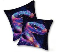 Set di 2 Federe Cuscino 55x55cm Velluto, Esterno Cuscini Impermeabili Decorative per Divano Soggiorno Camera da Letto Giardino Balcone, Moderni Cerniera Invisibile, Il Serpente Stellare, D-912