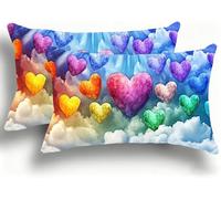 Set di 2 Federe Cuscino Letto, Decorativi Cuscini per Divano Amore Velluto Federa Cuscino 25x50,Rettangolare Cuscini per Divano, Cerniera Nascosta, Soggiorno, Esterno, Decorazione Colorato W0VJ-235