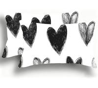 Set di 2 Federe Cuscino Letto, Decorativi Cuscini per Divano Amore Velluto Federa Cuscino 40x80,Rettangolare Cuscini per Divano, Cerniera Nascosta, Soggiorno, Esterno, Decorazione Nero W0VJ-233