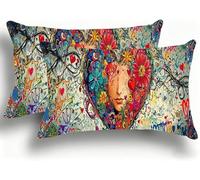 Set di 2 Federe Cuscino Letto, Decorativi Cuscini per Divano Astratto Velluto Federa Cuscino 30x60,Rettangolare Cuscini per Divano, Cerniera Nascosta, Soggiorno, Esterno, Decorazione Amore W0VJ-363