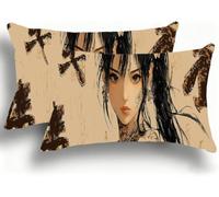 Set di 2 Federe Cuscino Letto, Decorativi Cuscini per Divano Bello Lino Federa Cuscino 40x80,Rettangolare Cuscini per Divano, Cerniera Nascosta, Soggiorno, Esterno, Decorazione Ragazze 1 W0VJ-816