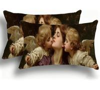 Set di 2 Federe Cuscino Letto, Decorativi Cuscini per Divano Donna Lino Federa Cuscino 30x60,Rettangolare Cuscini per Divano, Cerniera Nascosta, Soggiorno, Esterno, Decorazione Angelo 1 W0VJ-773