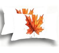 Set di 2 Federe Cuscino Letto, Decorativi Cuscini per Divano Foglie Di Acero Lino Federa Cuscino 40x80,Rettangolare Cuscini per Divano, Cerniera Nascosta, Soggiorno,Decorazione Amore W0VJ-275
