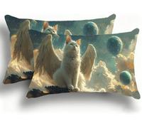 Set di 2 Federe Cuscino Letto, Decorativi Cuscini per Divano Gatto Lino Federa Cuscino 40x80,Rettangolare Cuscini per Divano, Cerniera Nascosta, Soggiorno, Esterno, Decorazione Le Ali W0VJ-898