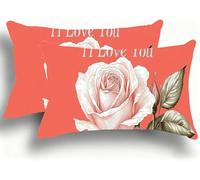 Set di 2 Federe Cuscino Letto, Decorativi Cuscini per Divano Rosa Lino Federa Cuscino 40x80,Rettangolare Cuscini per Divano, Cerniera Nascosta, Soggiorno, Esterno, Decorazione Rosa W0VJ-20