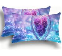 Set di 2 Federe Cuscino Letto, Decorativi Cuscini per Divano Rosa Velluto Federa Cuscino 30x60,Rettangolare Cuscini per Divano, Cerniera Nascosta, Soggiorno, Esterno, Decorazione Amore W0VJ-723