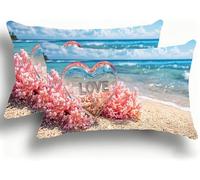 Set di 2 Federe Cuscino Letto, Decorativi Cuscini per Divano Rosa Velluto Federa Cuscino 30x60,Rettangolare Cuscini per Divano, Cerniera Nascosta, Soggiorno, Esterno, Decorazione Amore W0VJ-246