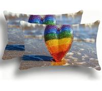 Set di 2 Federe Cuscino Letto, Decorativi Cuscini per Divano Spiaggia Velluto Federa Cuscino 35x70,Rettangolare Cuscini per Divano, Cerniera Nascosta, Soggiorno, Esterno, Decorazione Amore W0VJ-850