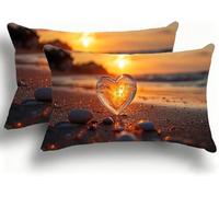 Set di 2 Federe Cuscino Letto, Decorativi Cuscini per Divano Vetro Velluto Federa Cuscino 30x60,Rettangolare Cuscini per Divano, Cerniera Nascosta, Soggiorno, Esterno, Decorazione Amore W0VJ-300