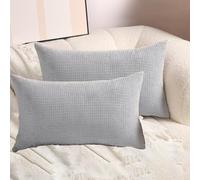 Set di 2 Federe Cuscino Pelose in Jacquard Estensibile Copri Cuscini Quadrato Copricuscino Rettangolare Protettore Cuscini Divano Letto Soggiorno Arredamento Casa(Grigio chiaro,30x50 cm Pack of 2)