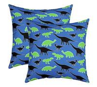 Set di 2 federe decorative con dinosauro, morbide federe 3D con stampa digitale quadrata, per divano, camera da letto, soggiorno, simpatica giungla Dino, federe verdi 50 x 50 cm