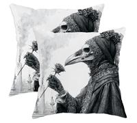 Set di 2 federe decorative gotiche con teschio nero e rosa, decorazione per la casa di Halloween, per divano e divano, 30,5 x 30,5 cm