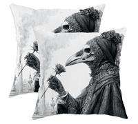 Set di 2 federe decorative gotiche con teschio nero e rosa, decorazione per la casa di Halloween, per divano e divano, 55 x 55 cm