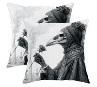 Set di 2 federe decorative gotiche con teschio nero e rosa, decorazione per la casa di Halloween, per divano e divano, 71 x 71 cm