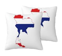 Set di 2 federe decorative in finto lino con stampa mappa della bandiera della Thailandia, per soggiorno, letto, divano