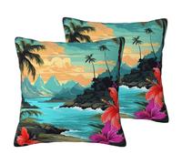 Set di 2 federe decorative in lino Hello Hawaii, federe bifacciali, morbide e traspiranti, 24"x24" per arredamento da fattoria, regalo