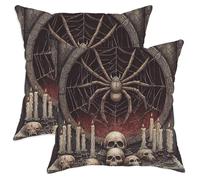 Set di 2 federe decorative per cuscini a tema Halloween, motivo ragnatela nera, decorazione per la casa per divano letto 50 x 50 cm