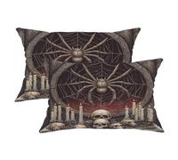 Set di 2 federe decorative per cuscini a tema Halloween, motivo ragnatela nera, decorazione per la casa per divano letto 50 x 30 cm