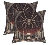 Set di 2 federe decorative per cuscini a tema Halloween, motivo ragnatela nera, decorazione per la casa per divano letto 55 x 55 cm