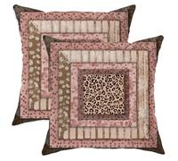 Set di 2 federe decorative per cuscini color pesca e marrone, stampa animalier e strisce, accogliente decorazione per soggiorno, divano, 30,5 x 30,5 cm