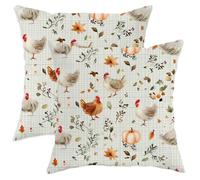 Set di 2 federe decorative per cuscini con gallina, stampa floreale, per divano e divano, decorazione per la casa, 50 x 50 cm